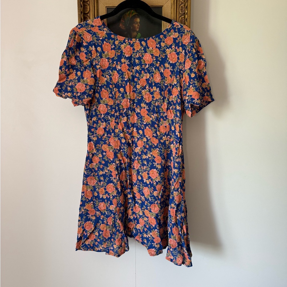 Tularosa Short Floral Blue and Orange Dress